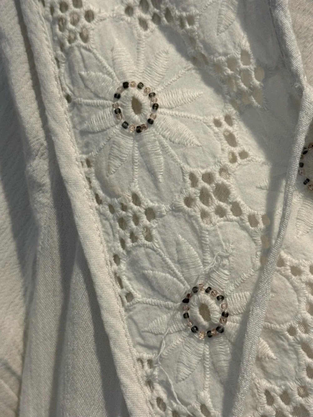 Knox Rose Ivory Crochet-Trim Long Sleeve Tiered  Boho Dress Size S - Picture 8 of 14